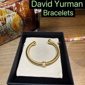 D̲a̲v̲i̲d̲ ̲Y̲u̲r̲m̲a̲n̲ 18K Bracelet with Pave Diamond Station 7mm